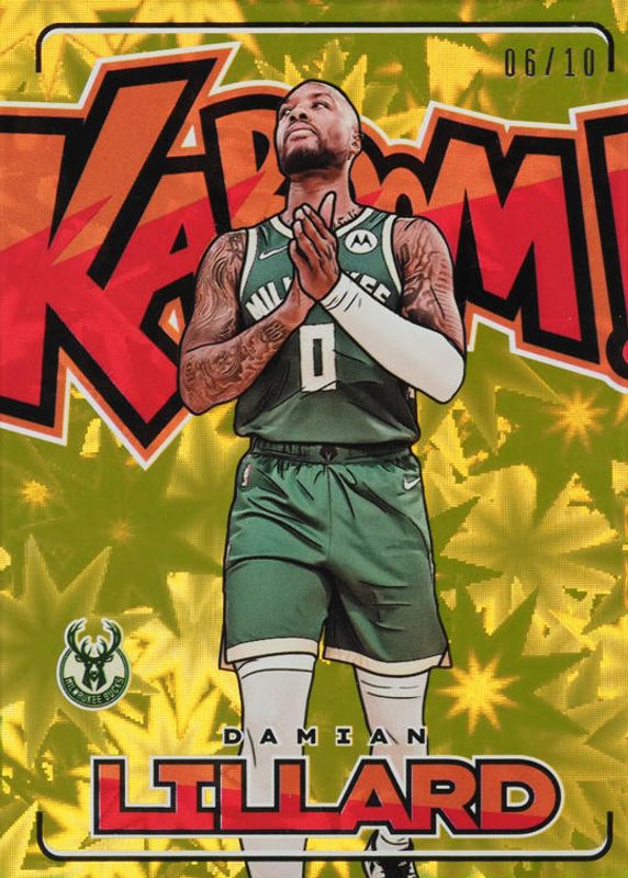 Damian Lillard 2023 Crown Royale #18 Kaboom! - Gold /10 RAW