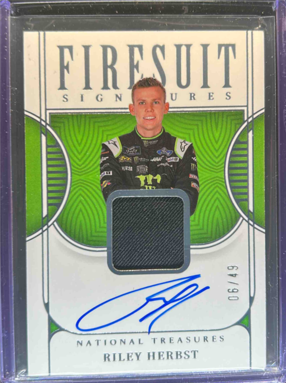 Riley Herbst 2023 National Treasures NASCAR #FS-RHT Firesuit Signatures ...