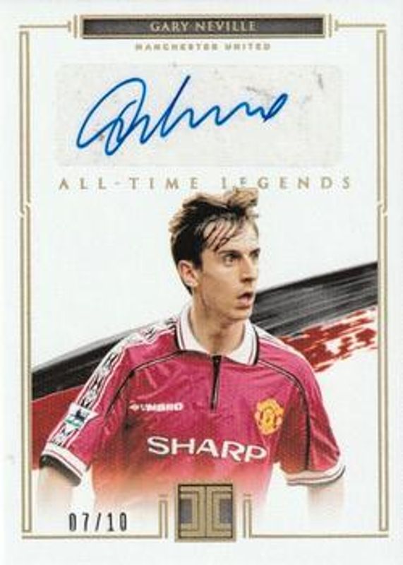 Gary Neville 2020 Impeccable Premier League #AT-GN All Time Legends - Gold /3 RAW