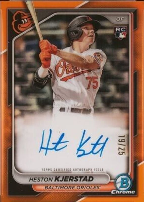 Heston Kjerstad 2024 Bowman #CRA-HK Chrome Rookie Auto - Orange Refractor /25 RAW