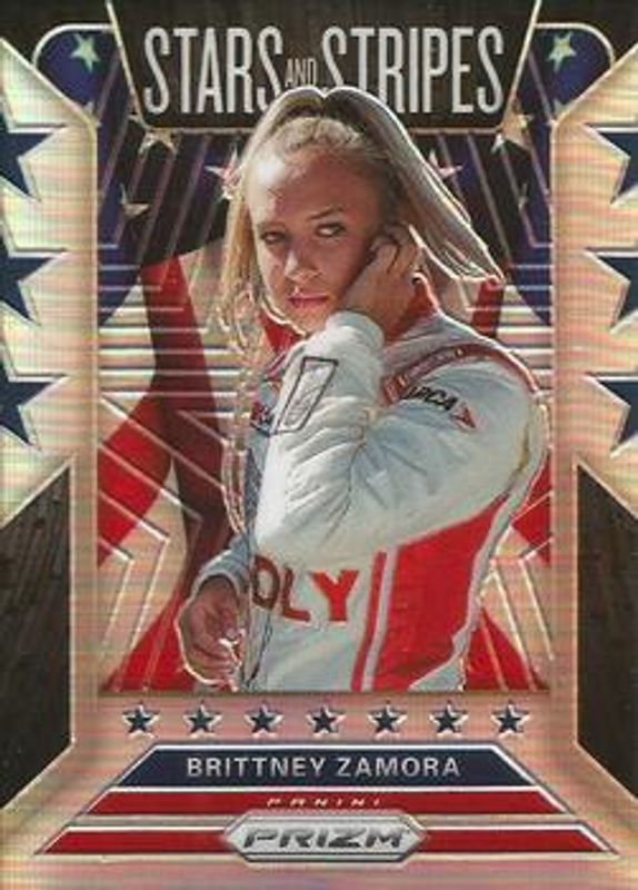Brittney Zamora 2020 Prizm NASCAR #SS12 Stars & Stripes Rookie RAW
