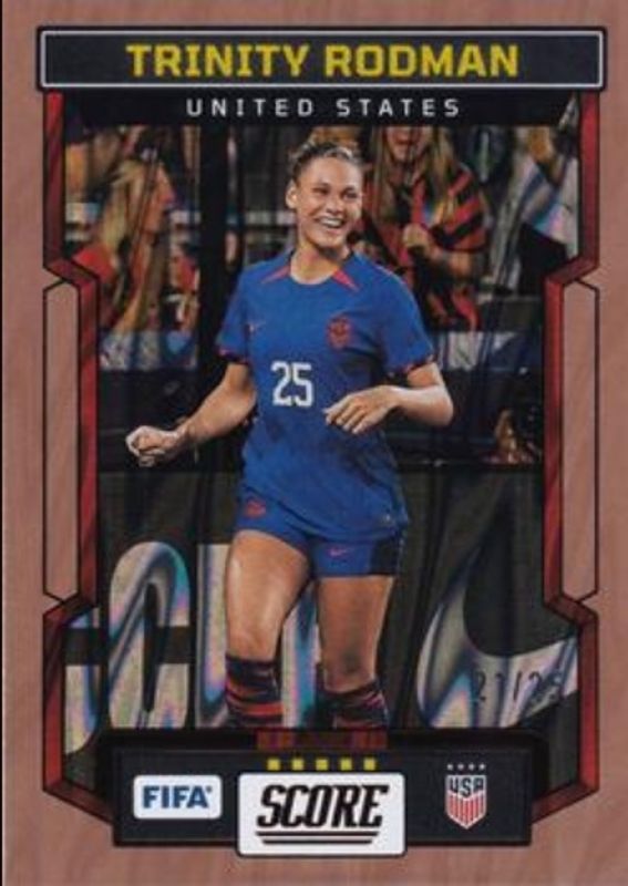 Trinity Rodman 2023 Score FIFA #187 Bronze Swirl /25 RAW