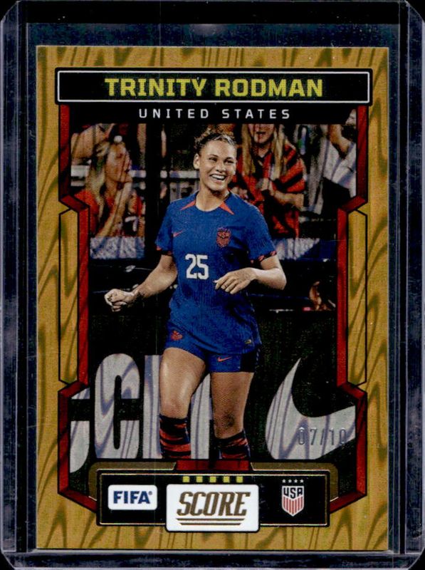 Trinity Rodman 2023 Score FIFA #187 Gold Swirl /10 RAW