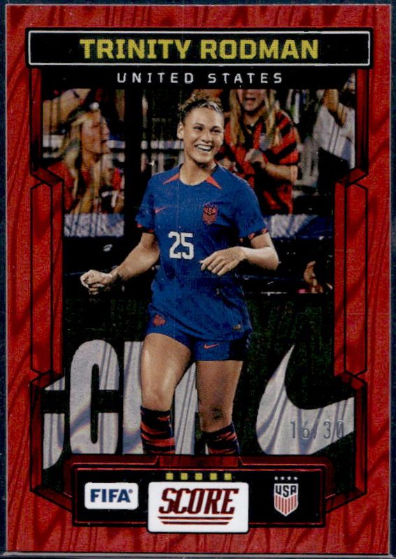 Trinity Rodman 2023 Score FIFA #187 Red Swirl /30 RAW