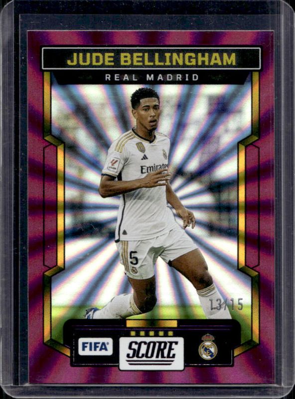 Jude Bellingham 2023 Score FIFA #179 Purple Laser /15 RAW