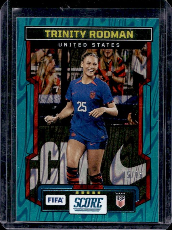 Trinity Rodman 2023 Score FIFA #187 Teal Swirl /15 RAW