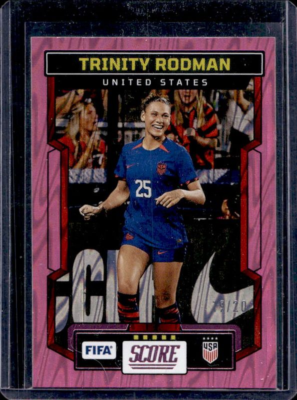 Trinity Rodman 2023 Score FIFA #187 Pink Swirl /20 RAW