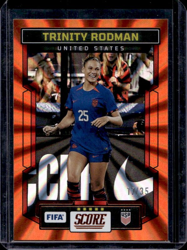 Trinity Rodman 2023 Score FIFA #187 Orange Laser /35 RAW