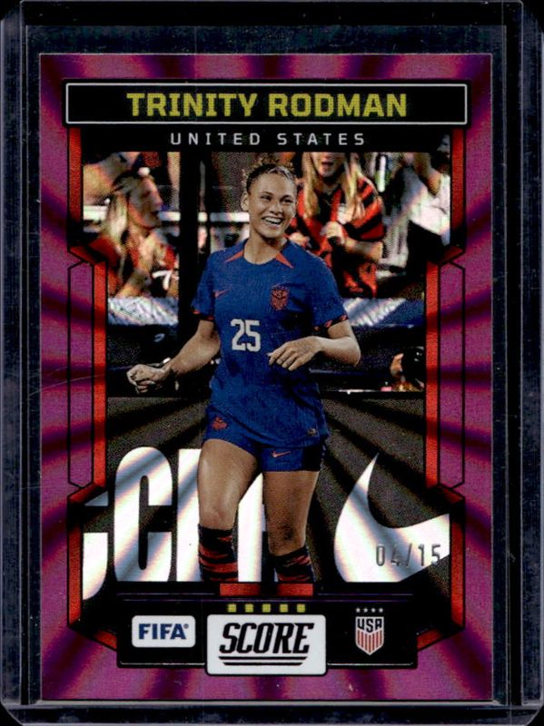 Trinity Rodman 2023 Score FIFA #187 Purple Laser /15 RAW
