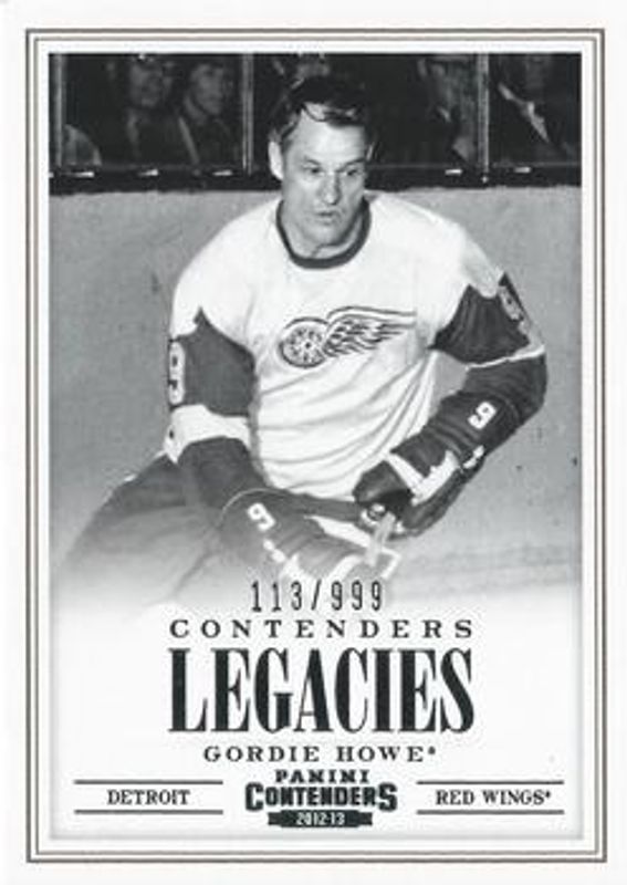 Gordie Howe 2012 Panini Rookie Anthology #L1 Contenders Legacies /999 RAW