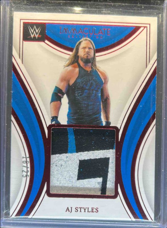 AJ Styles 2023 Immaculate #RM-AJS Remarkable Memorabilia - Red /25 RAW