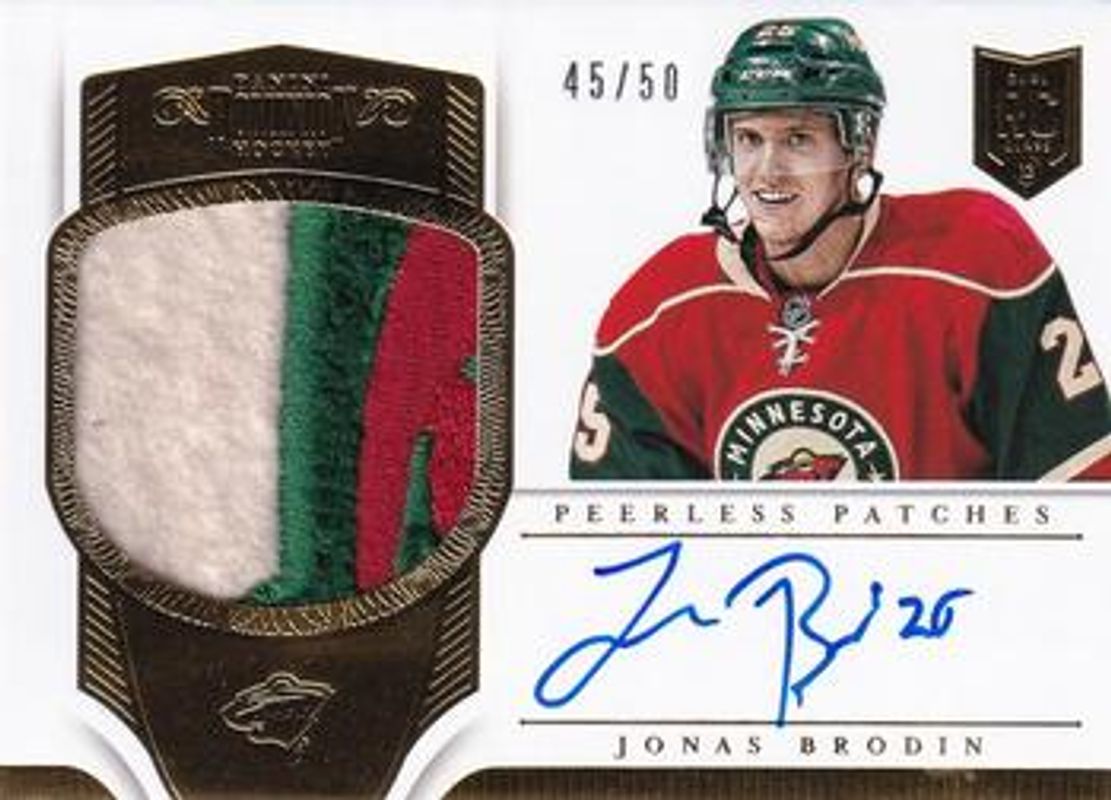 Jonas Brodin 2013 Dominion #PP-JB Peerless Patches Autographs /50 Rookie RAW