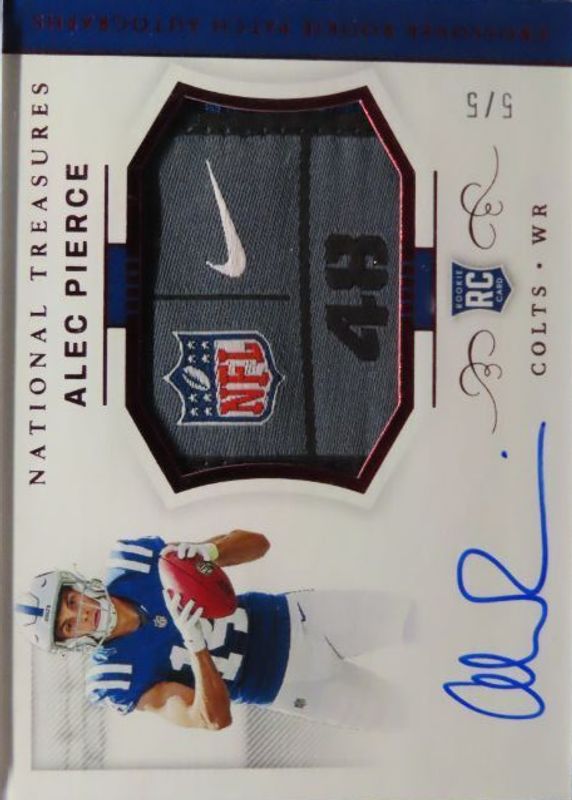 Alec Pierce 2022 National Treasures #CRPA-AP Crossover Rookie Patch Autographs - Laundry Tag /5 PSA 10