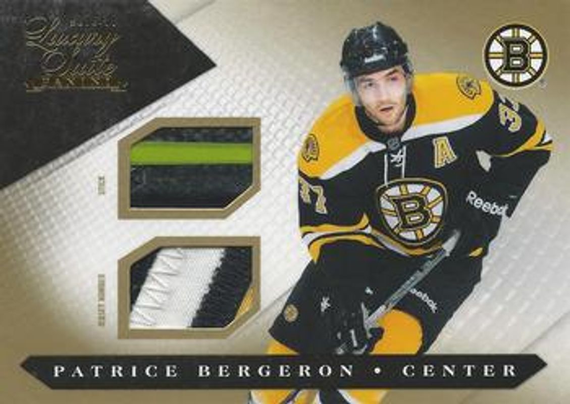 Patrice Bergeron 2010 Panini Luxury Suite #6 Jersey Numbers Sticks - Gold /10 RAW