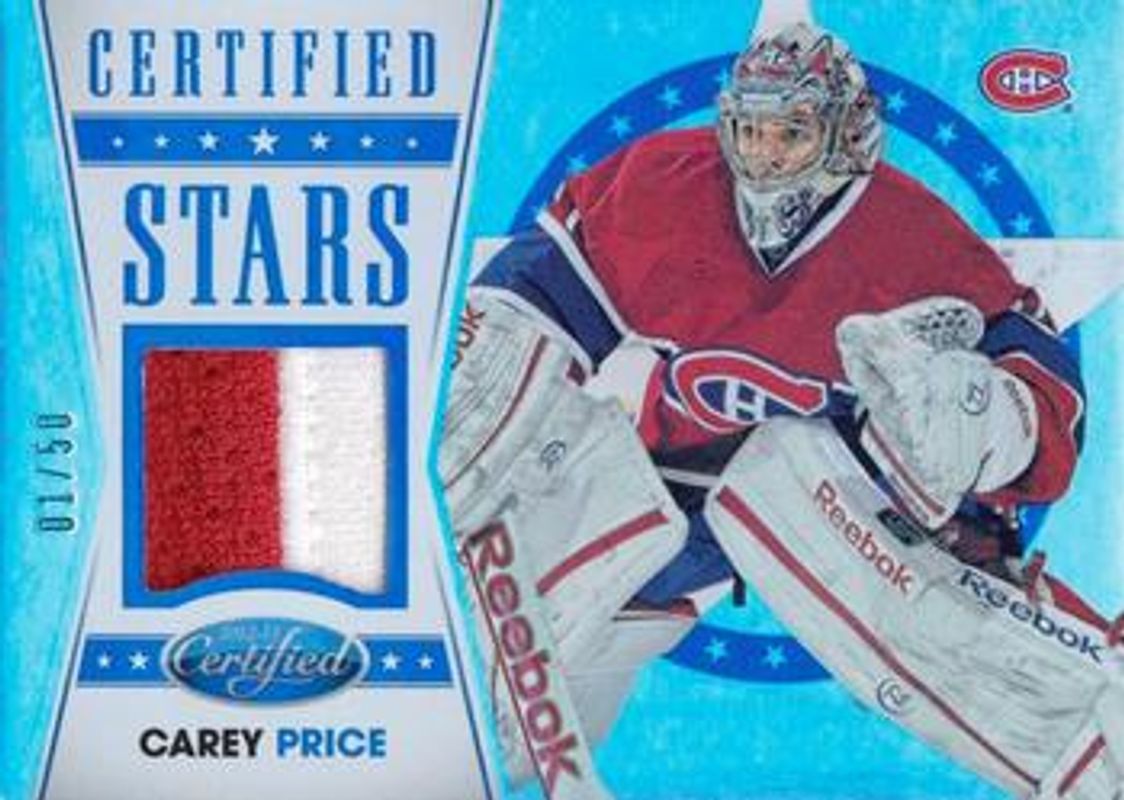 Carey Price 2012 Certified #S12 Stars Materials Mirror Blue Prime /50 RAW