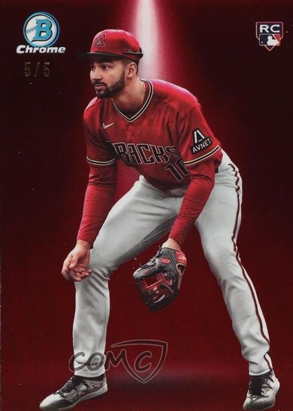 Jordan Lawlar 2024 Bowman #BS-11 Bowman Spotlights - Red Refractor /5 Rookie RAW
