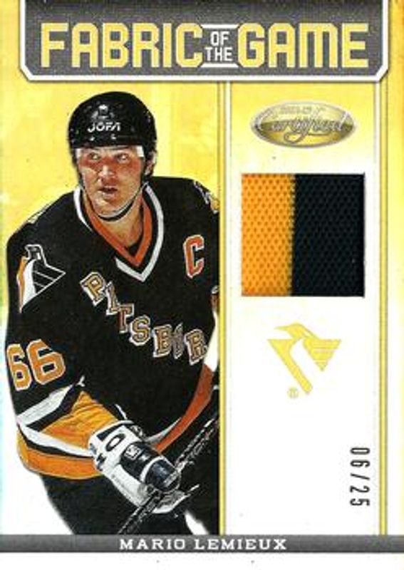 Mario Lemieux 2012 Certified #FOG-LEM Fabric of the Game Mirror Gold Prime /25 RAW