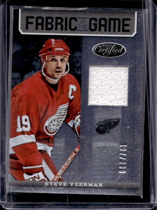 Steve Yzerman 2012 Certified #FOG-SY Fabric of the Game /299 RAW