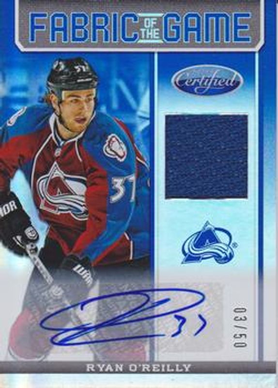 Ryan O'Reilly 2012 Certified #FOG-RO Fabric of the Game Mirror Blue Jersey Autographs /50 RAW