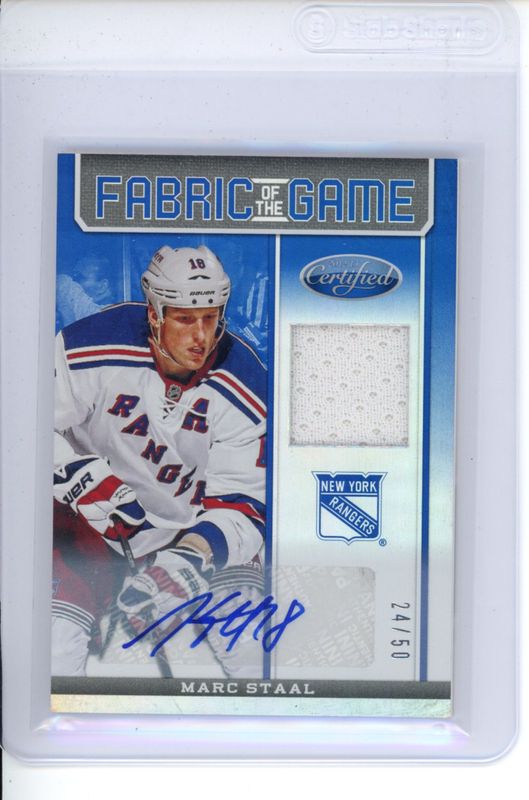 Marc Staal 2012 Certified #FOG-STA Fabric of the Game Mirror Blue Jersey Autographs /50 RAW