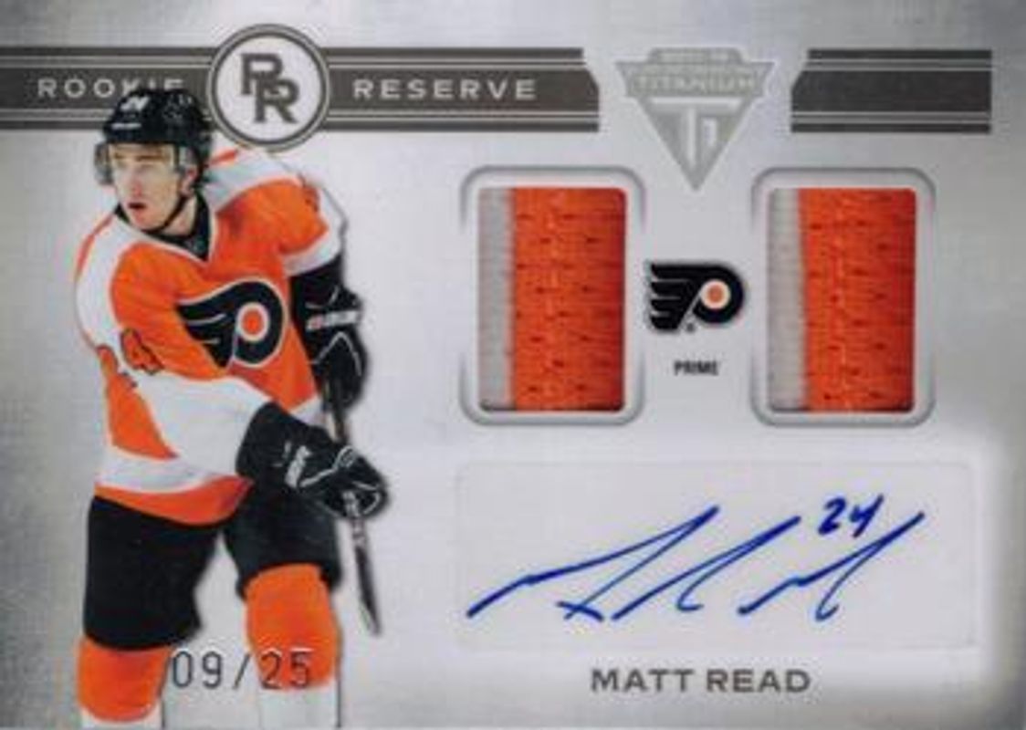Matt Read 2011 Titanium #5 Rookie Reserve Dual Memorabilia Autographs Prime /25 RAW