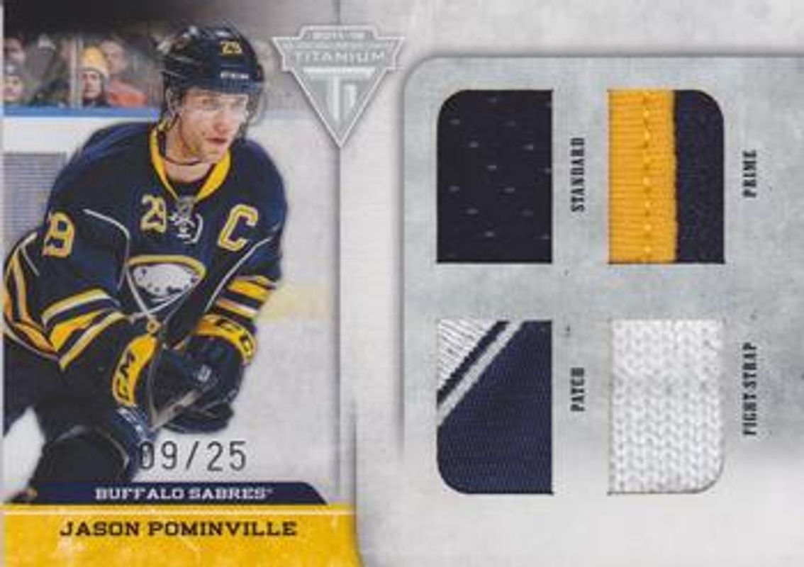 Jason Pominville 2011 Titanium #33 Quad Memorabilia /25 RAW