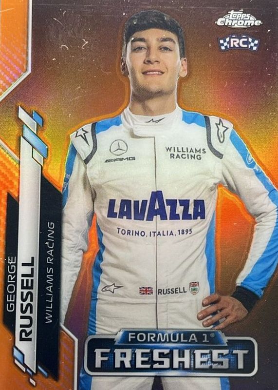 George Russell 2020 Topps Chrome Formula 1 #200 F1 Freshest - Orange Refractor /25 Rookie RAW