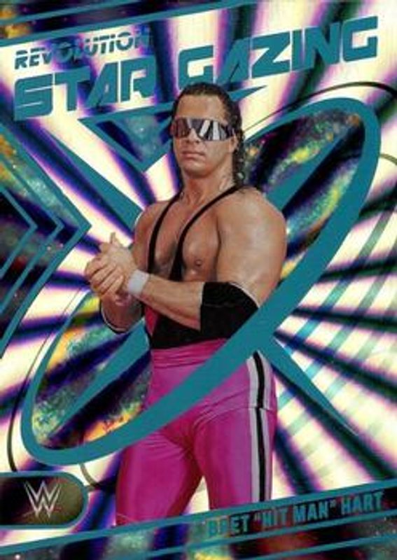 Bret "Hit Man" Hart 2023 Revolution WWE #3 Star Gazing - Sunburst /99 RAW