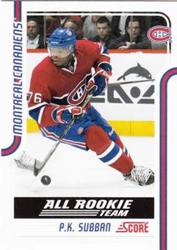 PK Subban 2011 Score #256 Base RAW