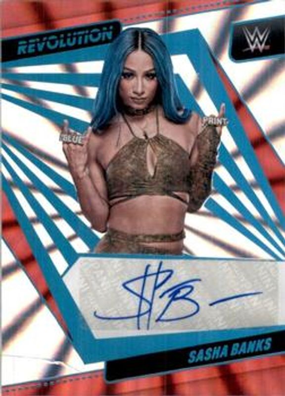 Sasha Banks 2022 Revolution WWE #AG-SBK Autographs Sunburst /99 RAW