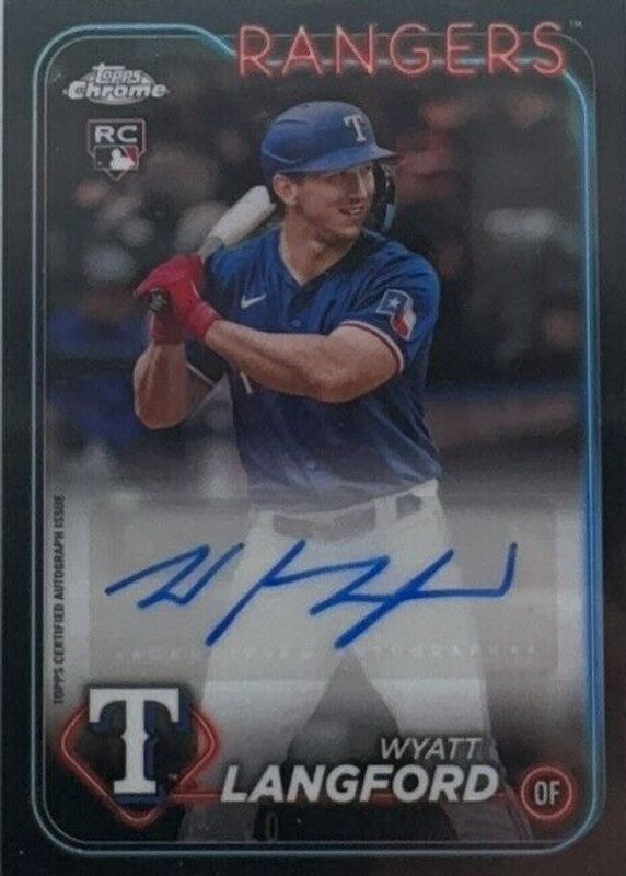 Wyatt Langford 2024 Topps Chrome Update #AC-WL Autographs - Black Refractor /10 Rookie RAW