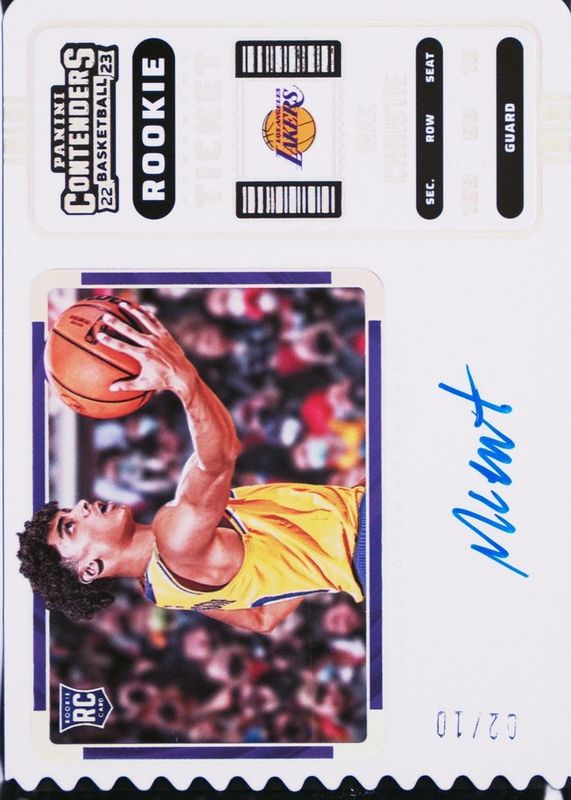 Max Christie 2022 Contenders #144 Rookie Ticket Auto Variation - Ticket Stub (/10) RAW