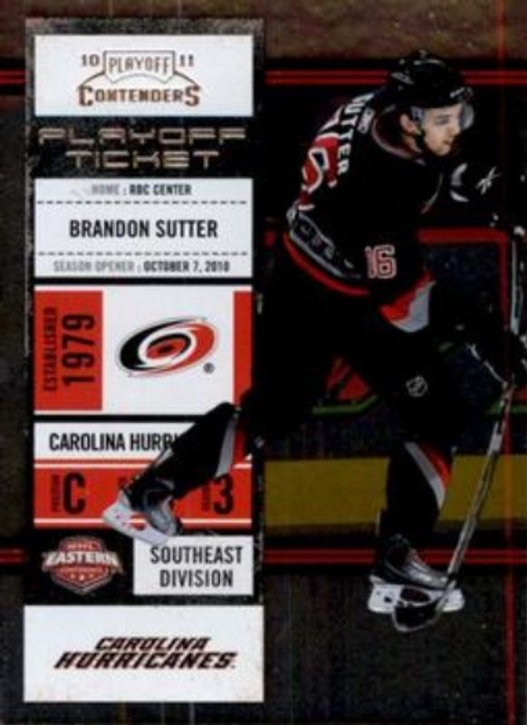 Brandon Sutter 2010 Contenders #24 Playoff Tickets /100 RAW