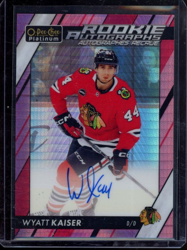 Wyatt Kaiser 2024 O-Pee-Chee Platinum #R-WK 2023-24 Update Rookie Auto - Red Prism /50 RAW