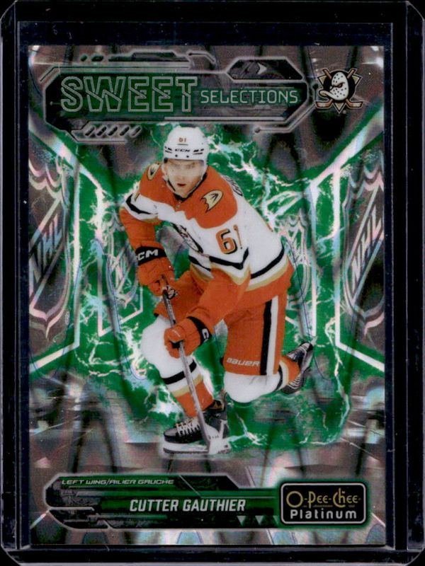 Cutter Gauthier 2024 O-Pee-Chee Platinum #SS-1 Sweet Selections - Green Ray /35 Rookie RAW