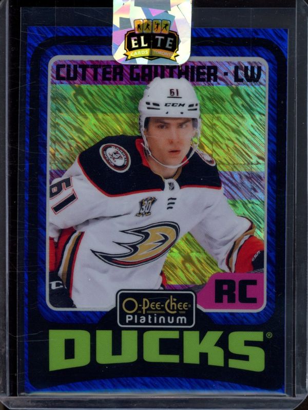 Cutter Gauthier 2024 O-Pee-Chee Platinum #R88 Retro - Blue Luster /100 Rookie RAW