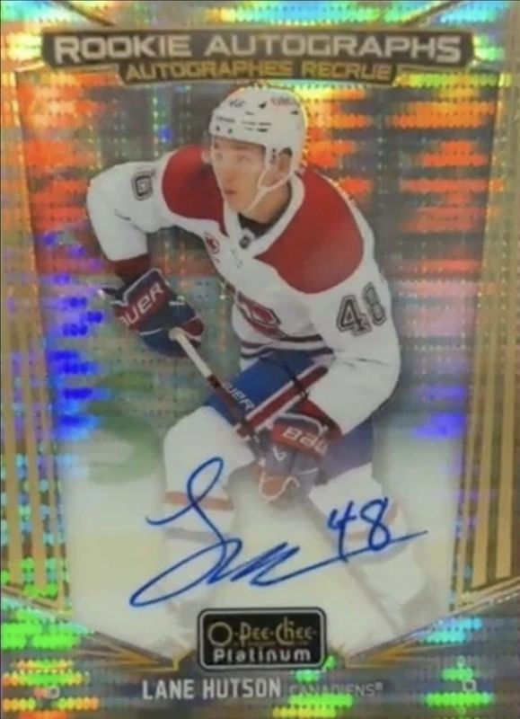Lane Hutson 2024 O-Pee-Chee Platinum #R-LH Rookie Auto - Seismic Gold /25 RAW