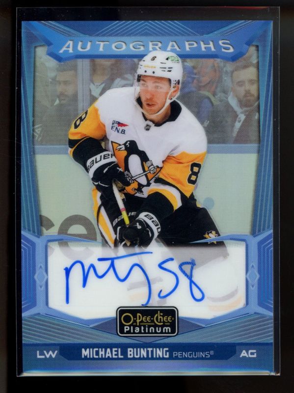 Michael Bunting 2024 O-Pee-Chee Platinum #BA-BU Blue Rainbow Autographs RAW