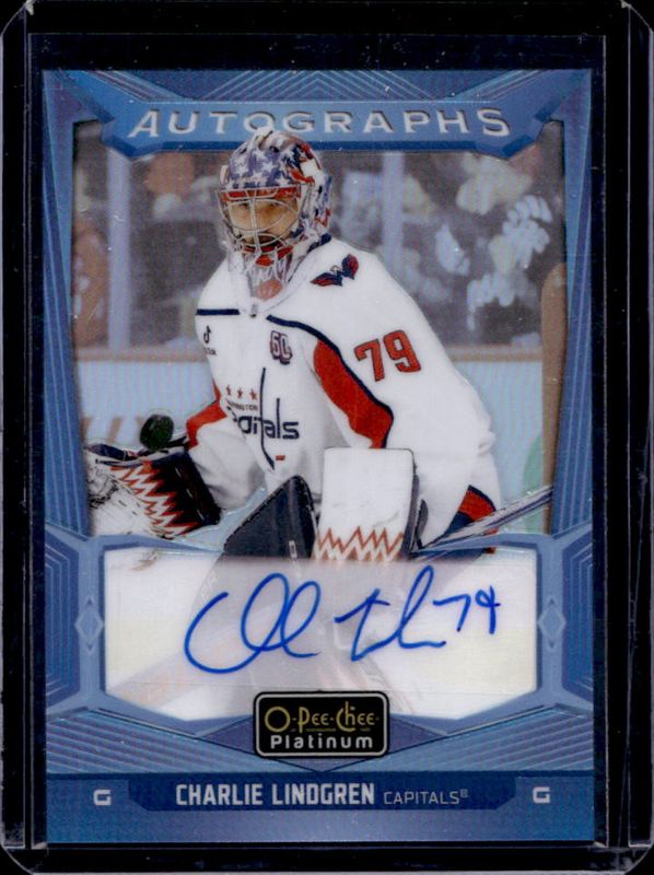 Charlie Lindgren 2024 O-Pee-Chee Platinum #BA-LI Blue Rainbow Autographs RAW