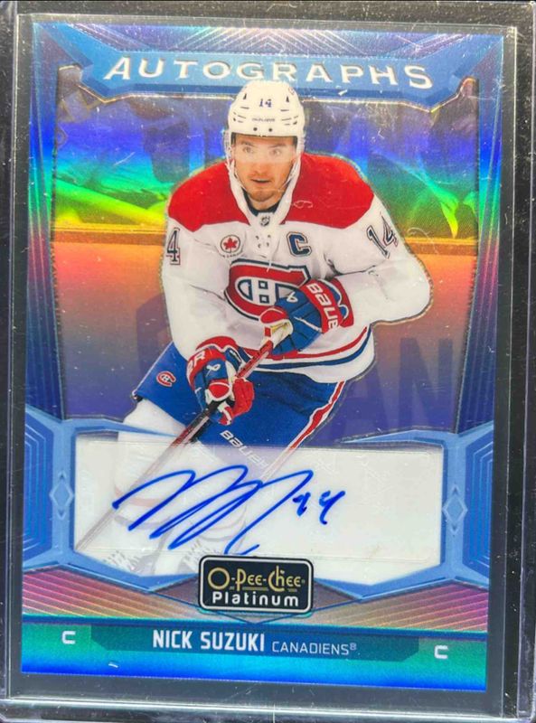 Nick Suzuki 2024 O-Pee-Chee Platinum #BA-SU Blue Rainbow Autographs RAW