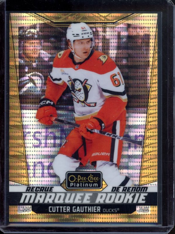 Cutter Gauthier 2024 O-Pee-Chee Platinum #201 Seismic Gold /50 Rookie RAW