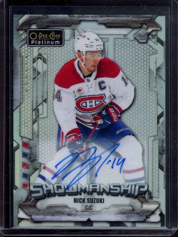 Nick Suzuki 2024 O-Pee-Chee Platinum #S-4 Showmanship Rainbow Auto RAW