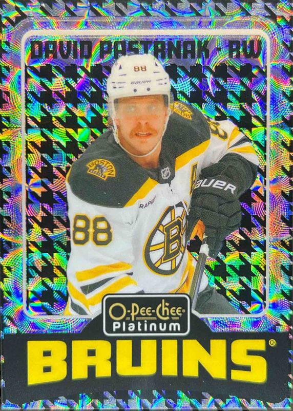 David Pastrnak 2024 O-Pee-Chee Platinum #R56 Retro - Houndstooth /15 RAW