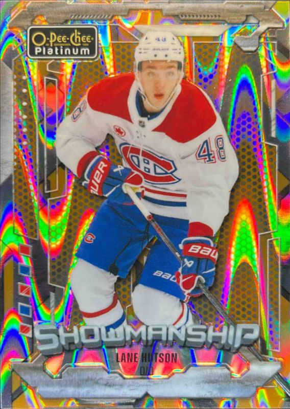 Lane Hutson 2024 O-Pee-Chee Platinum #S-24 Showmanship - Orange Ray /15 Rookie RAW