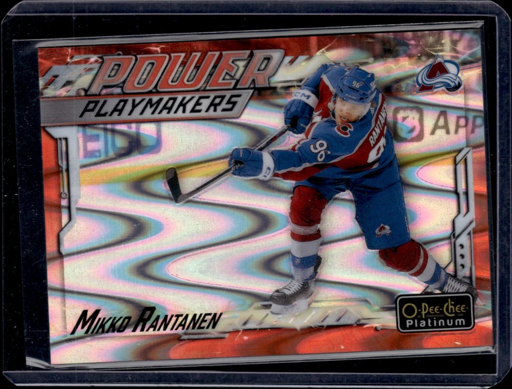Mikko Rantanen 2024 O-Pee-Chee Platinum #PM-15 Power Playmakers - Orange Ray /15 RAW