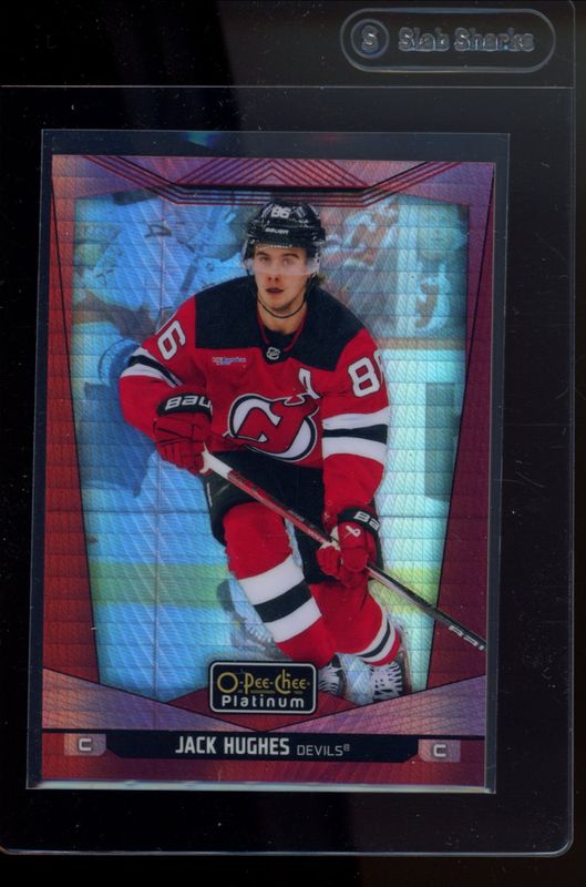 Jack Hughes 2024 O-Pee-Chee Platinum #13 Red Prism /199 RAW