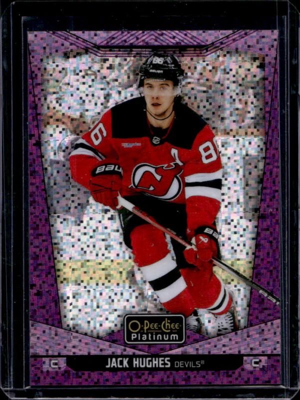 Jack Hughes 2024 O-Pee-Chee Platinum #13 Violet Pixels /299 RAW