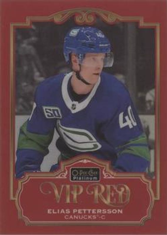 Elias Pettersson 2019 O-Pee-Chee Platinum #VIPR-EP VIP Red /50 RAW