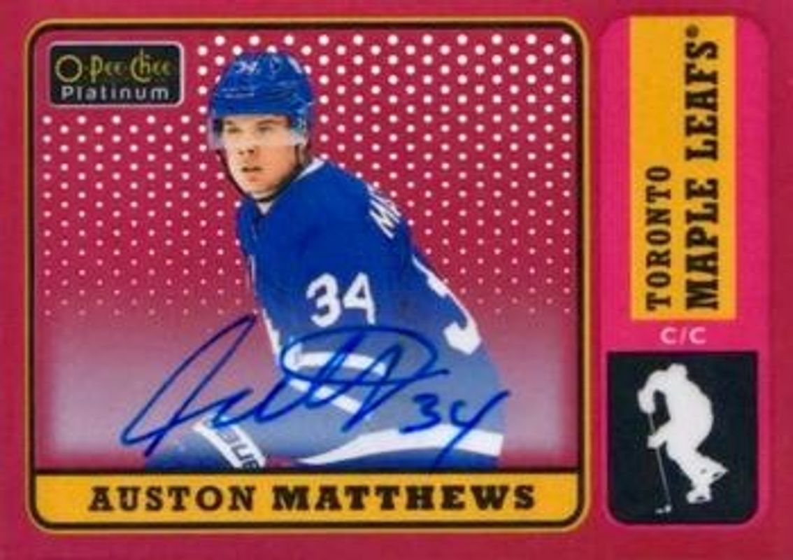 Auston Matthews 2019 O-Pee-Chee Platinum #R-50 2018-19 O-Pee-Chee Platinum Update I - Rookie Autos /50 RAW
