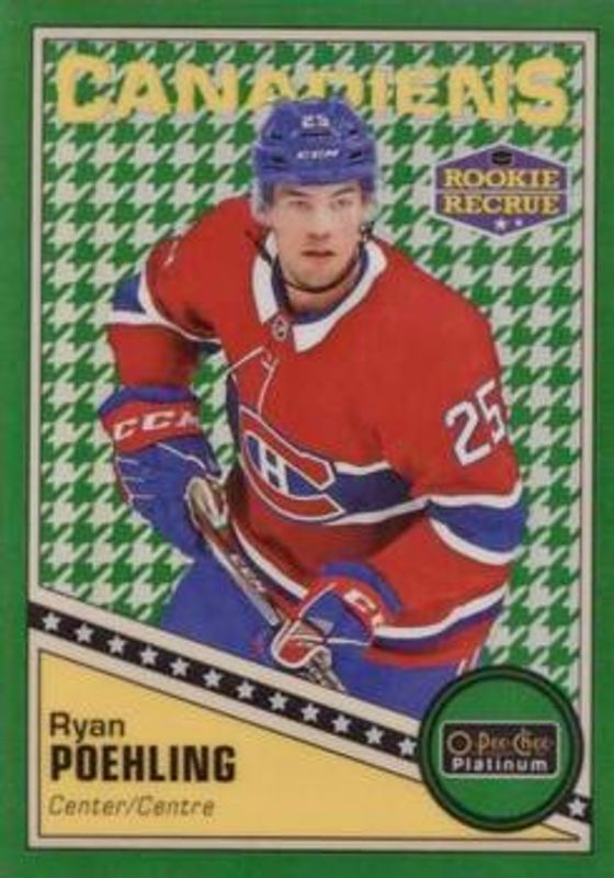 Ryan Poehling 2019 O-Pee-Chee Platinum #R-56 Retro Green Houndstooth /15 Rookie RAW